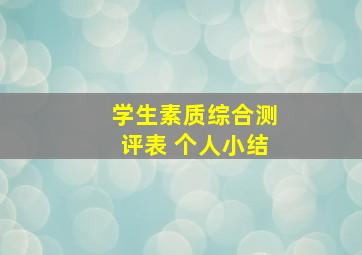 学生素质综合测评表 个人小结